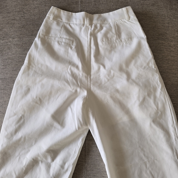 COMMENSE high rise wide leg, pleated trousers, off white pants, minimalist Sz sm - Picture 8 of 10